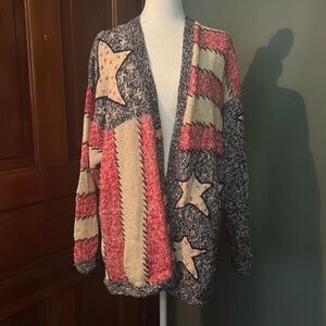 Vintage Bellepointe Cotton/Ramie Blend Patriotic Cardigan Sweater 2x-3x